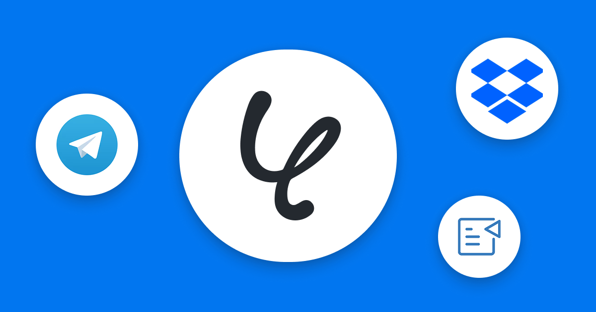 TelegramとDropboxとZoho Writerの連携イメージ