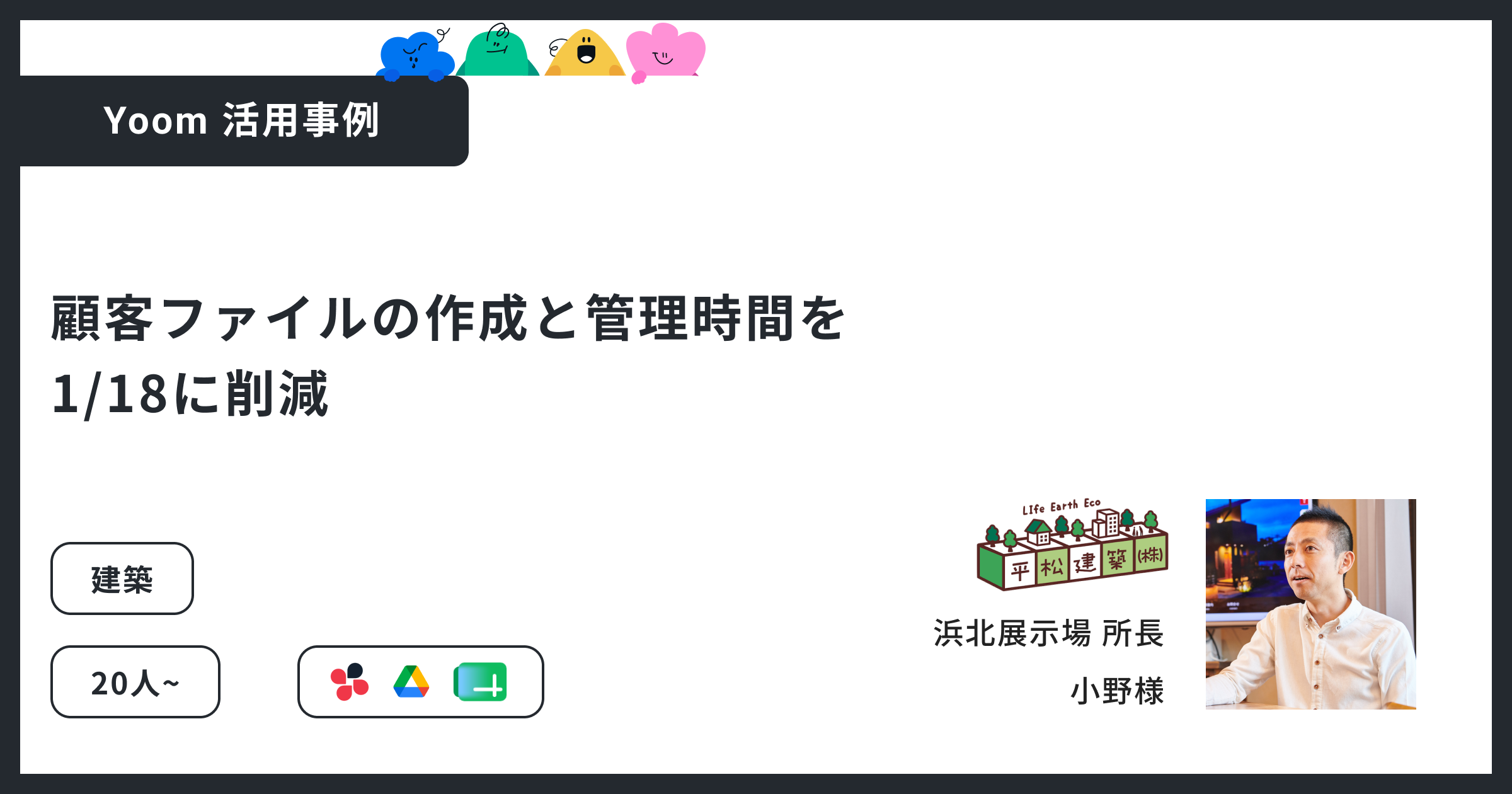 顧客ファイルの作成と管理時間を1/18に削減 | 平松建築がYoomを導入
